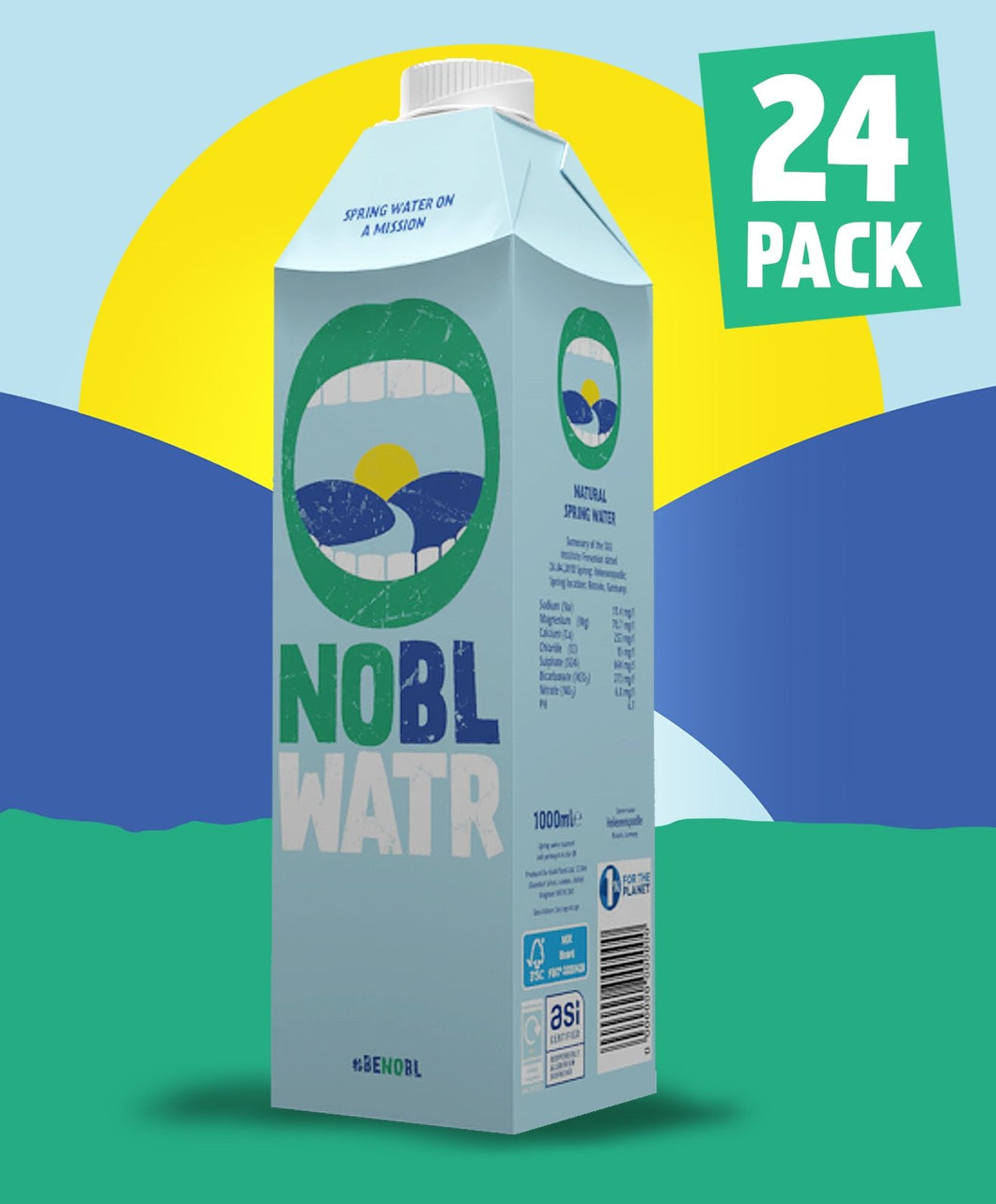 NOBL WATR 24 x 1L - NOBL WATR spring water on mission. 1L UK Sprink water in eco-friendly plant based cartons